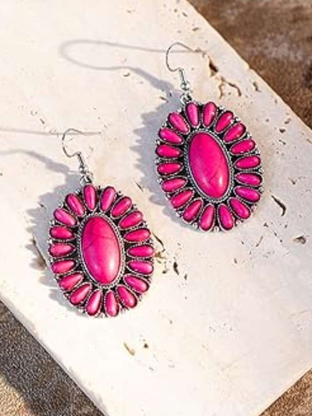 Pink Cowgirl Boho Earrings Dangling Western Statement Jewelry
